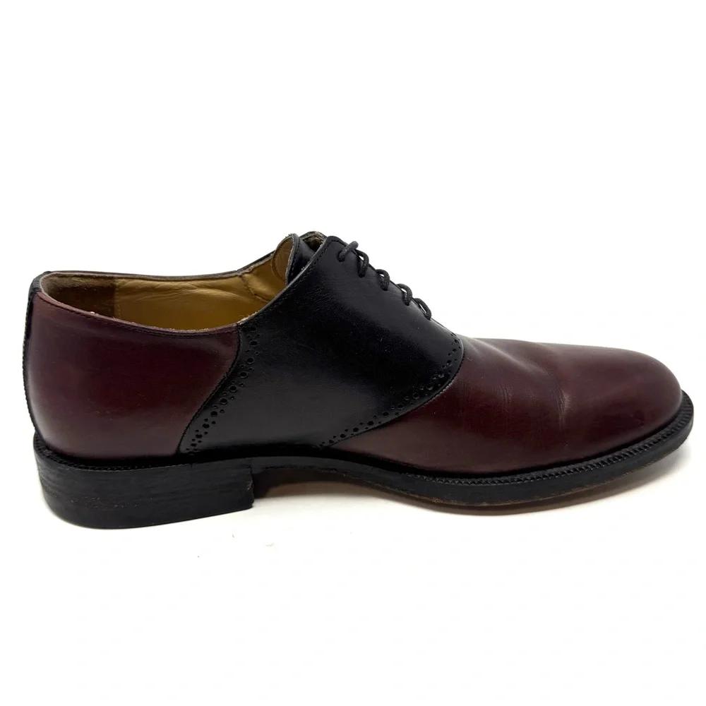 Johnston & Murphy Conrad Saddle‎ Dress Oxfords Shoes Brown Black 8.5 M Leather